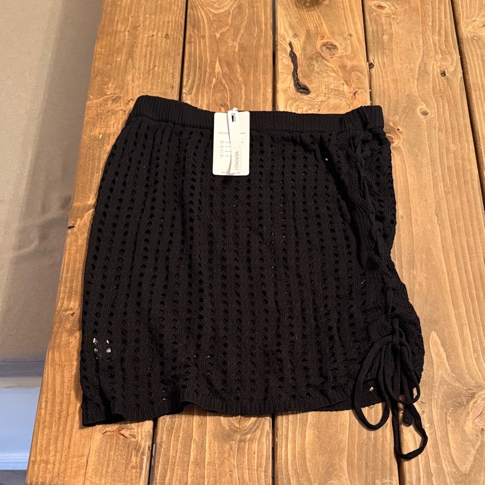 Black Crochet Mini Skirt